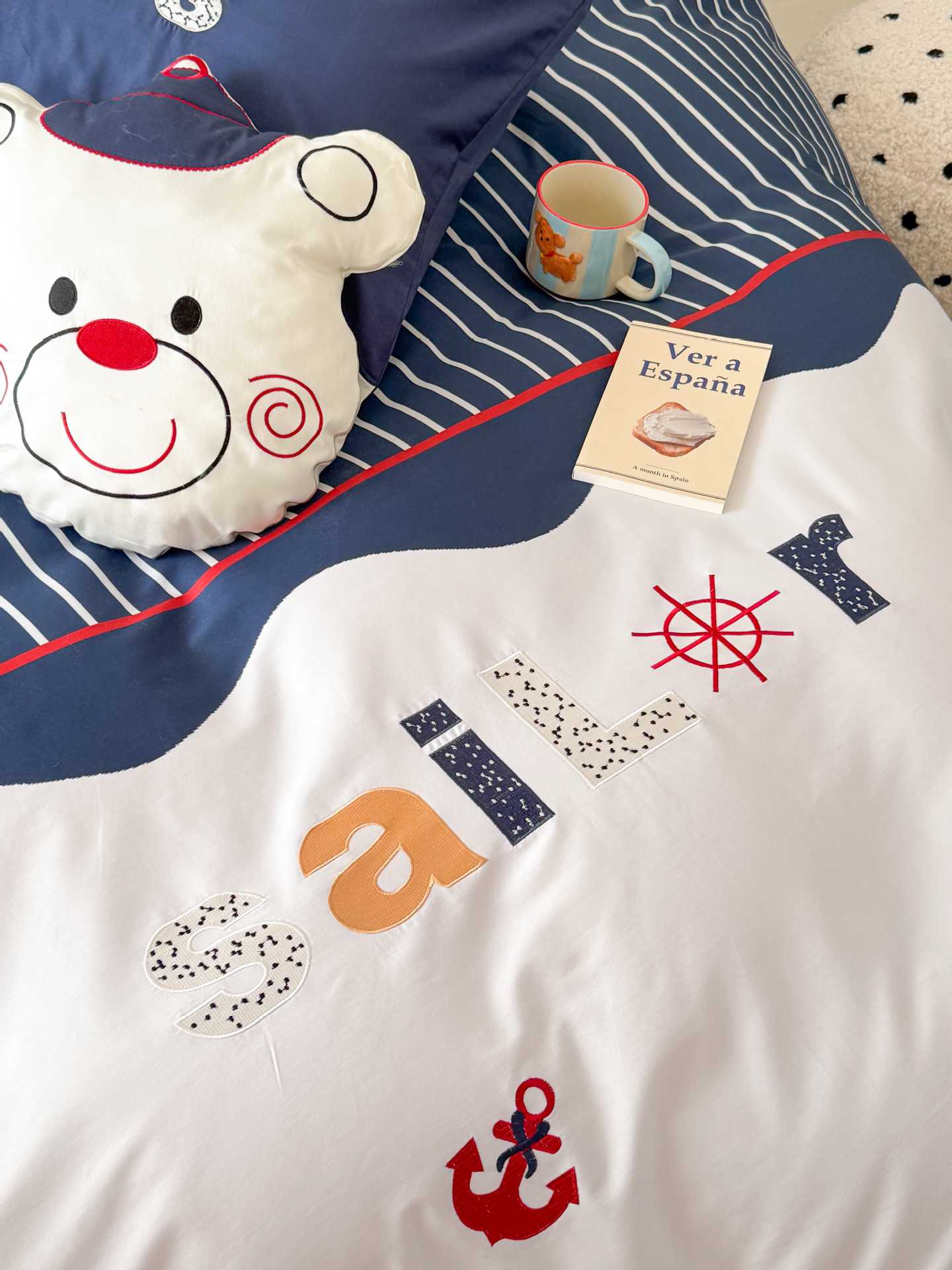 Four-piece set of washed cotton for boys and children, three-dimensional embroidered cartoon bed sheets and bedding pic 12