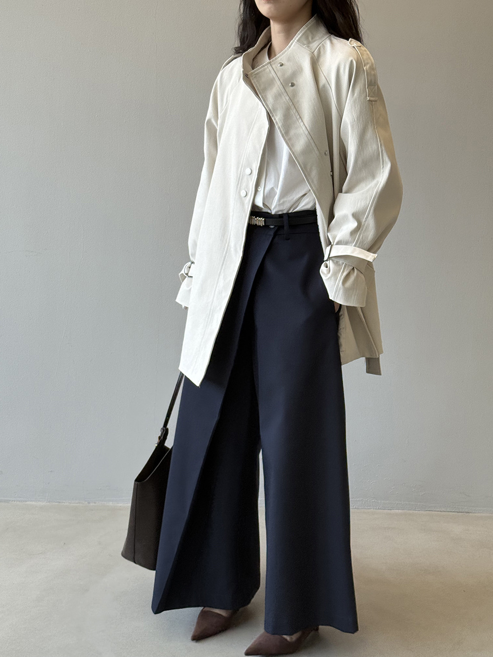 Yan Shuang British-style stand-up collar trench coat for women, autumn loose, casual, lace-up, waist-cinching short style 82585 pic 21