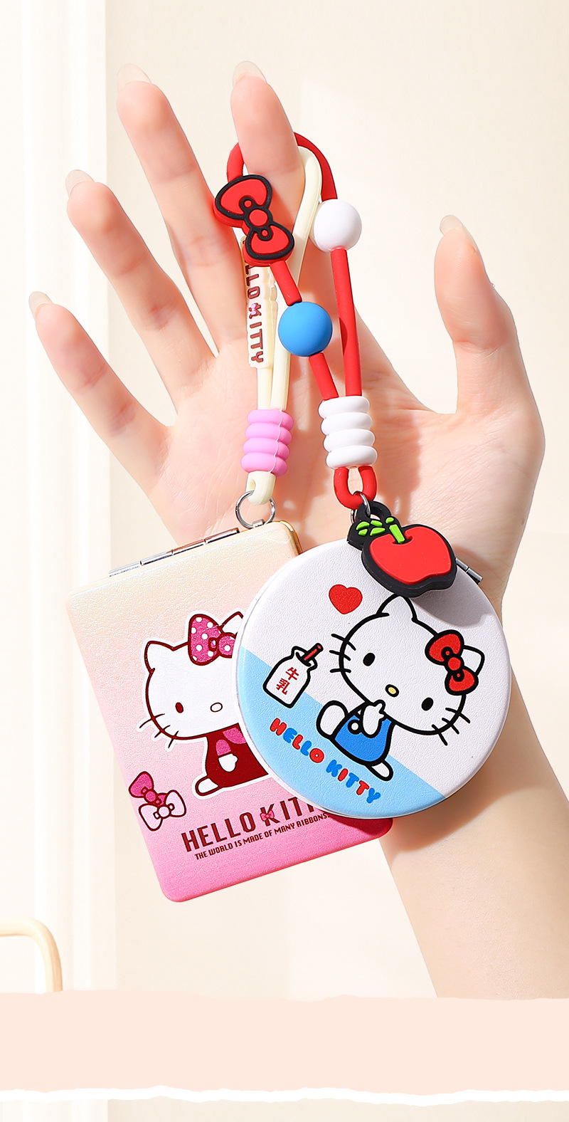 三丽鸥Hello Kitty流沙油包双面折叠随身镜子放大随身携带化妆镜详情5