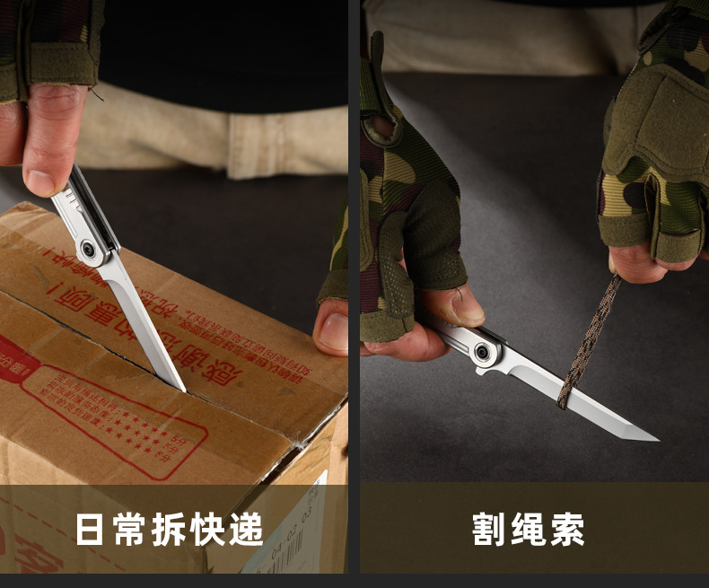 The Shenbi Outdoor portable M390 steel feather pattern folding knife, high-hardness pocket knife, camping fruit knife and folding knife are lightweight and practical pic 15