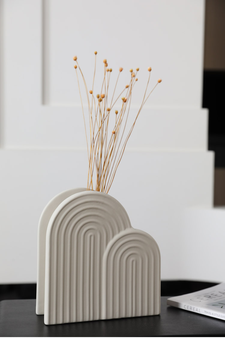 2026 Nordic ceramic arched decorative bookstand, vase, candlestick, scented candle holder, soft decoration pic 10