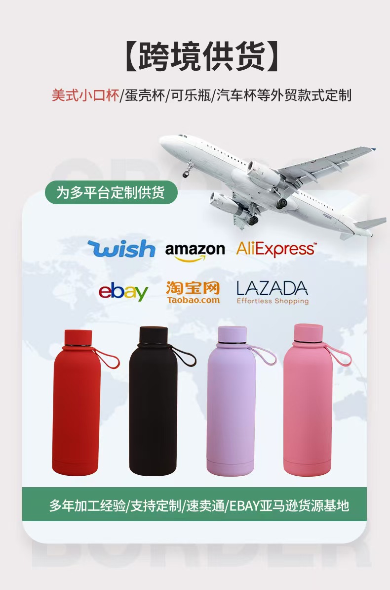 跨境外贸不锈钢小口瓶保温瓶双层真空保温杯创意时尚便捷运动壶详情1