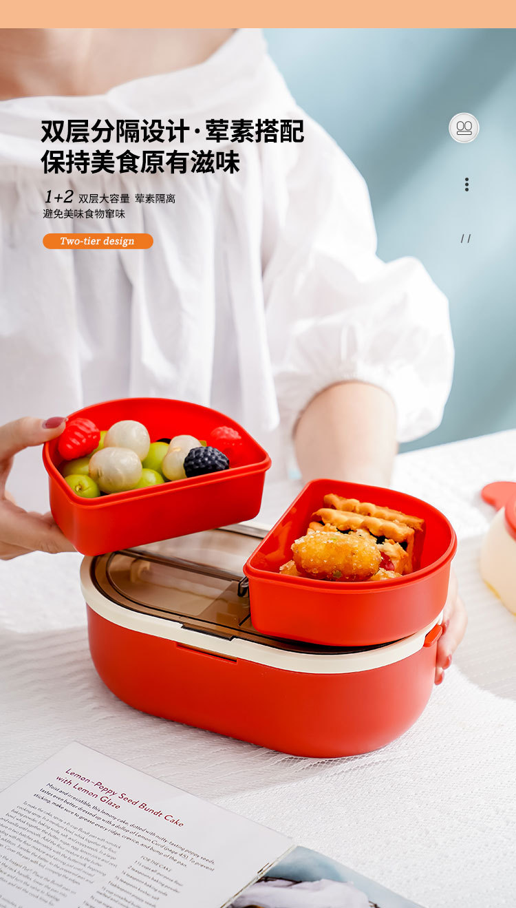饭盒可微波炉加热学生专用便当盒上班族便当分格日式多层餐盒套装详情9