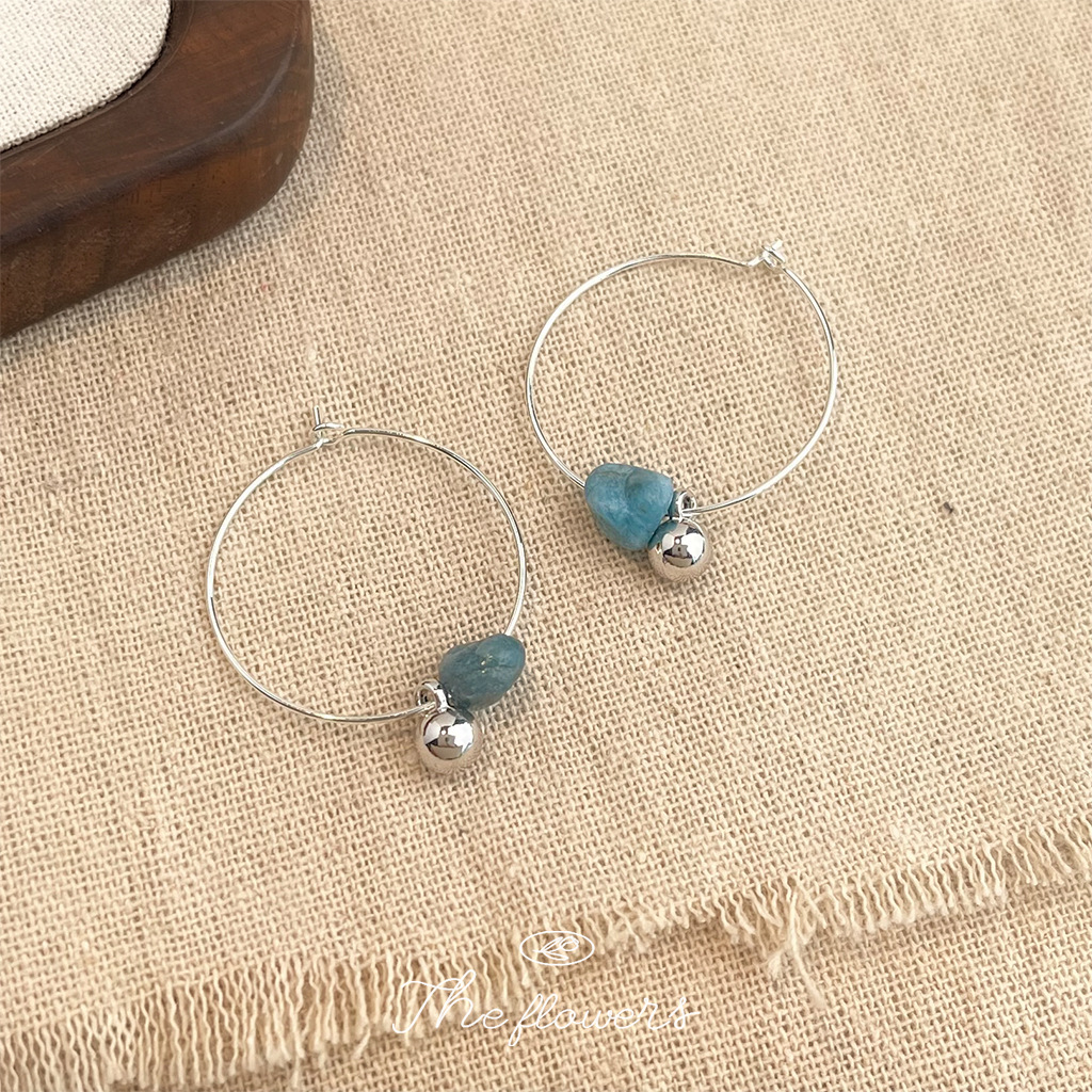 Personalized minimalist natural stone apatite handcrafted original designer circular earrings factory earrings wholesale pic 6