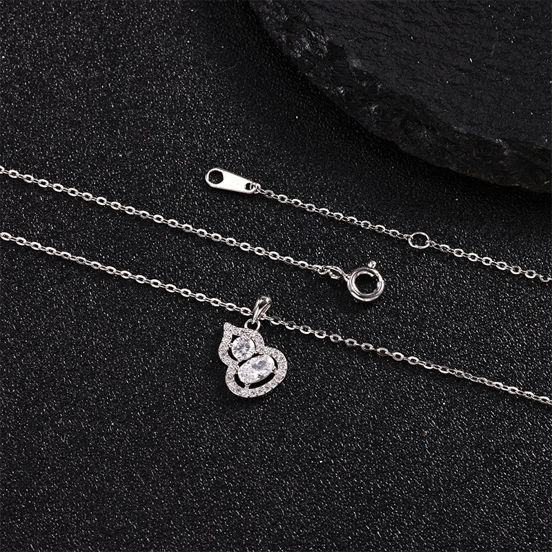 S925 All-silver Swan Kiss Heart Necklace for Women, 26 new style gourd pendant love bouquet necklace pic 25