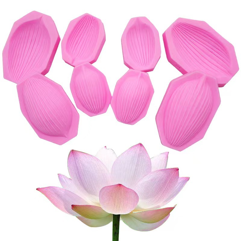 diy lotus silicone mold, lotus chocolate cake, fondant dew, scented candle, soap, and epoxy resin decorative mold pic 9