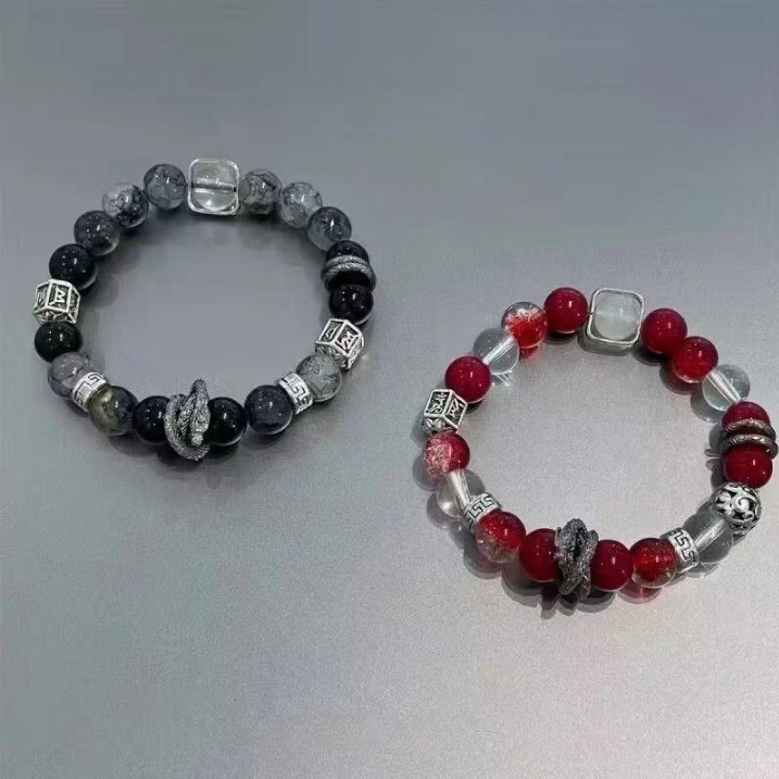 原创情侣款古风手作盘龙琉璃串珠手串男款手链女生新中式手腕饰品详情2