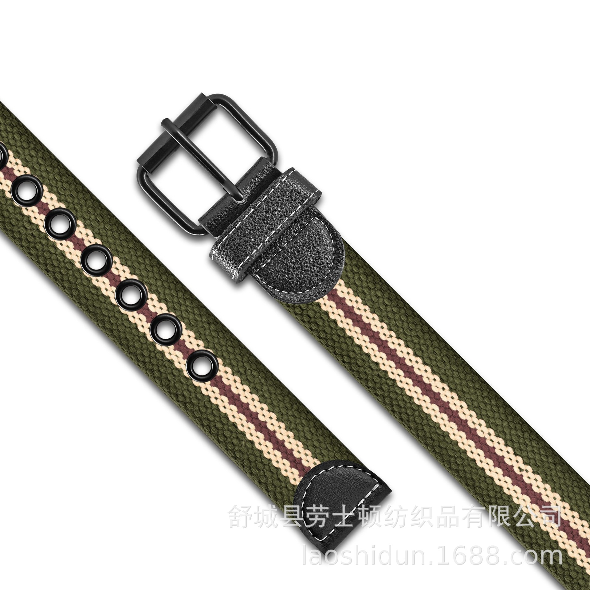 新款100克加厚条纹棉带 编织内腰带针扣训练常服皮带战术腰带详情2