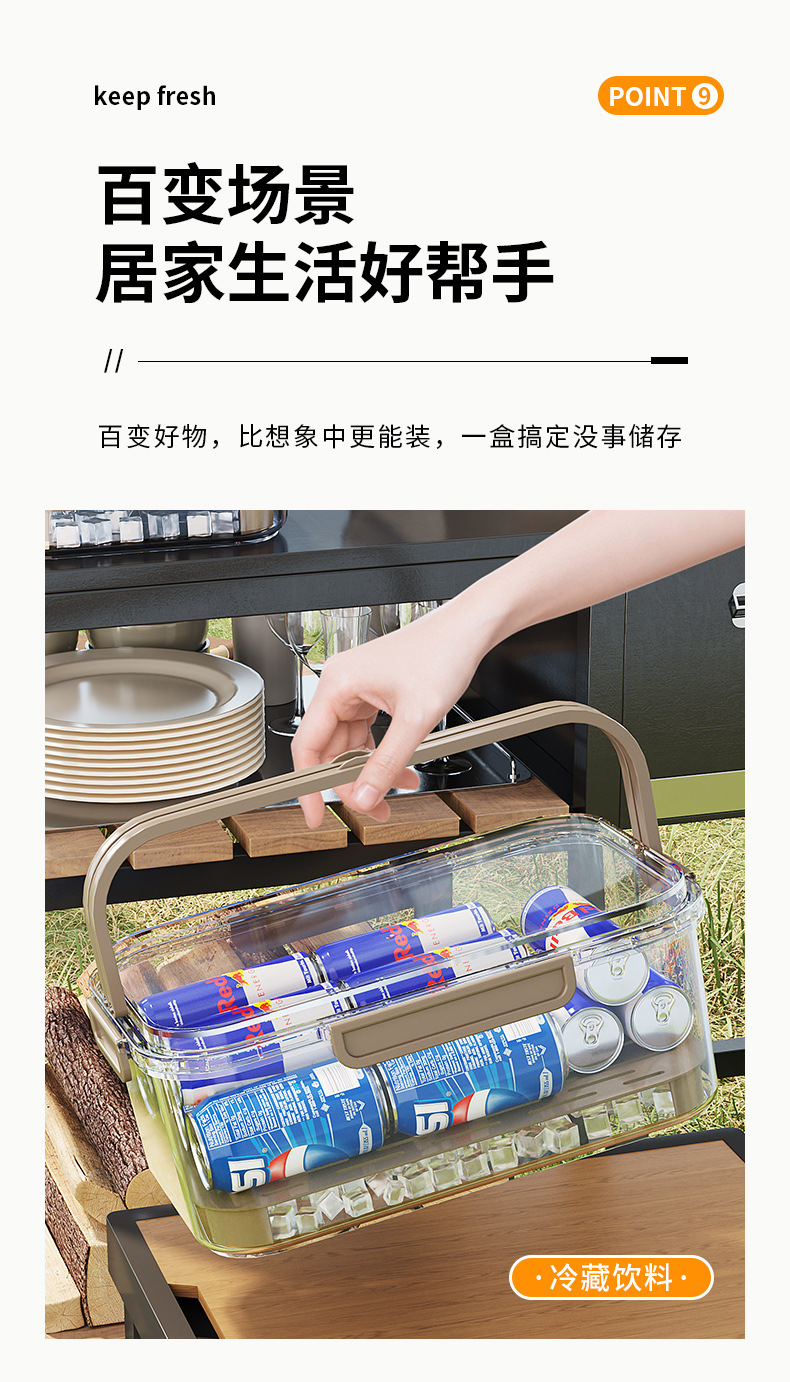 厂家现货  手提保鲜盒冰箱保鲜盒便当盒户外野餐篮零食水果收纳盒详情10