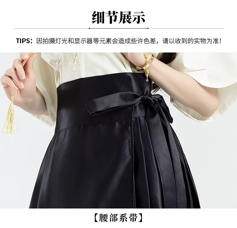 New Chinese-style horse face dress for women in spring 2024, one-piece long dress, A-line hip-covering pleated half-length dress, Chinese trend pic 11