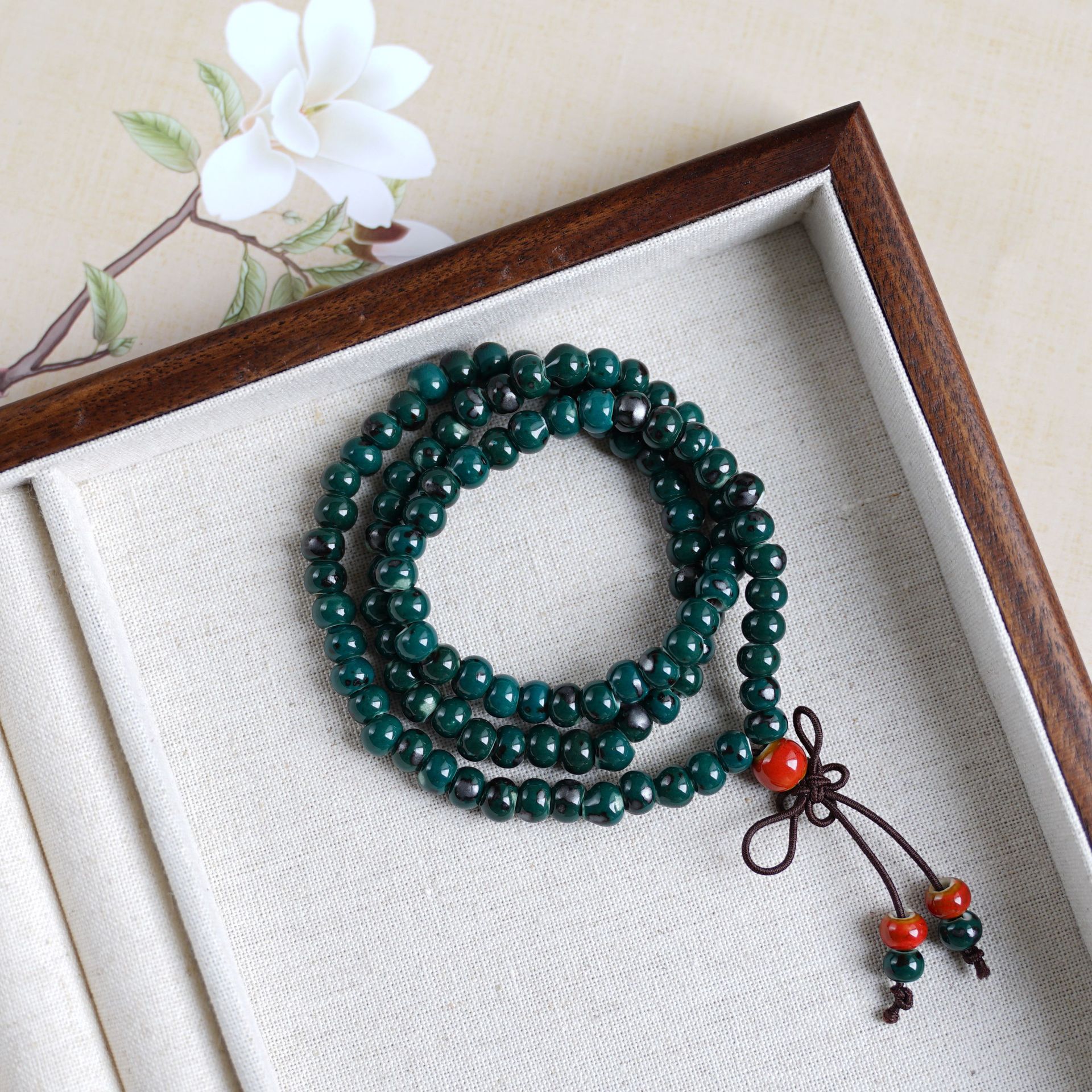 New Chinese-style playing three-circle stacked 108-bead Jingdezhen ceramic bracelet jewelry for women wholesale, ethnic style bracelet for women pic 12