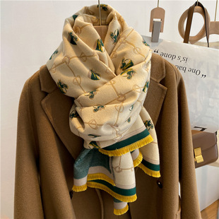 刘亦菲同款复古民族风青鸟围巾女高级感加厚保暖围脖冬季羊绒披肩详情6