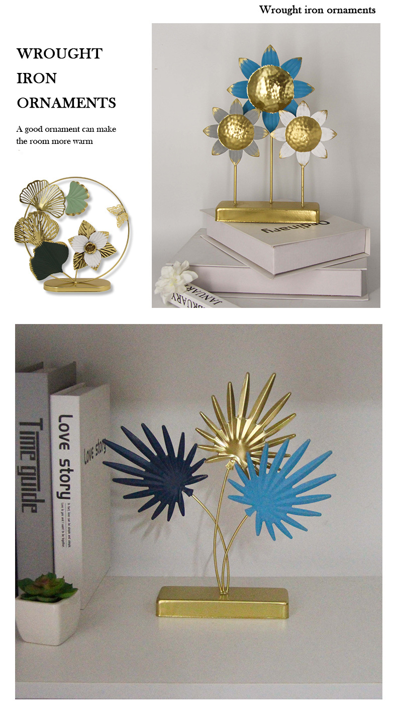 Cross-border best-selling creative ironwork floral tabletop metal decoration, high-end atmosphere decoration metal floral display pic 7