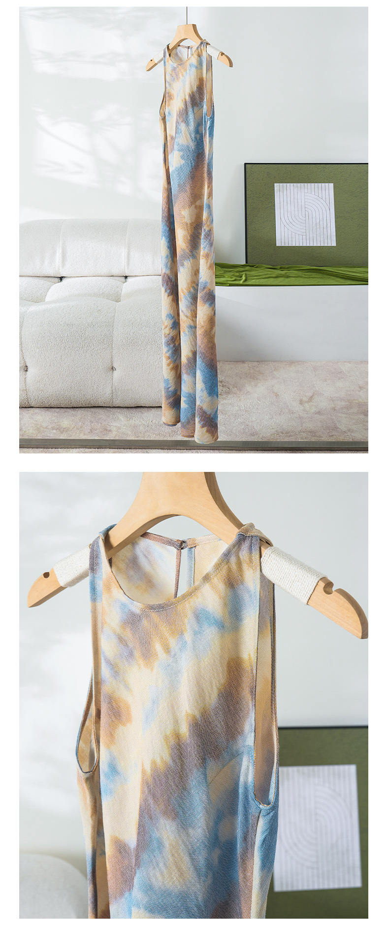 Rongtai Tencel Linen printed improved cheongsam sleeveless slimming dress for Women 2025 New style elegant A-line dress pic 29