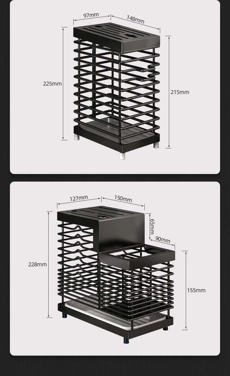 304不锈钢刀架厨房置物架家用台面放筷子刀具一体壁挂式收纳架详情11