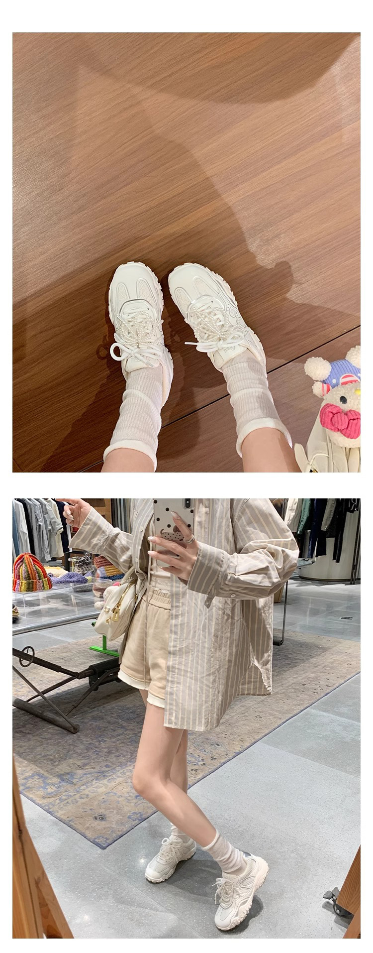 牛皮版源利通厚底运动鞋2025珍珠系带复古老爹鞋女内增高德训鞋女详情15