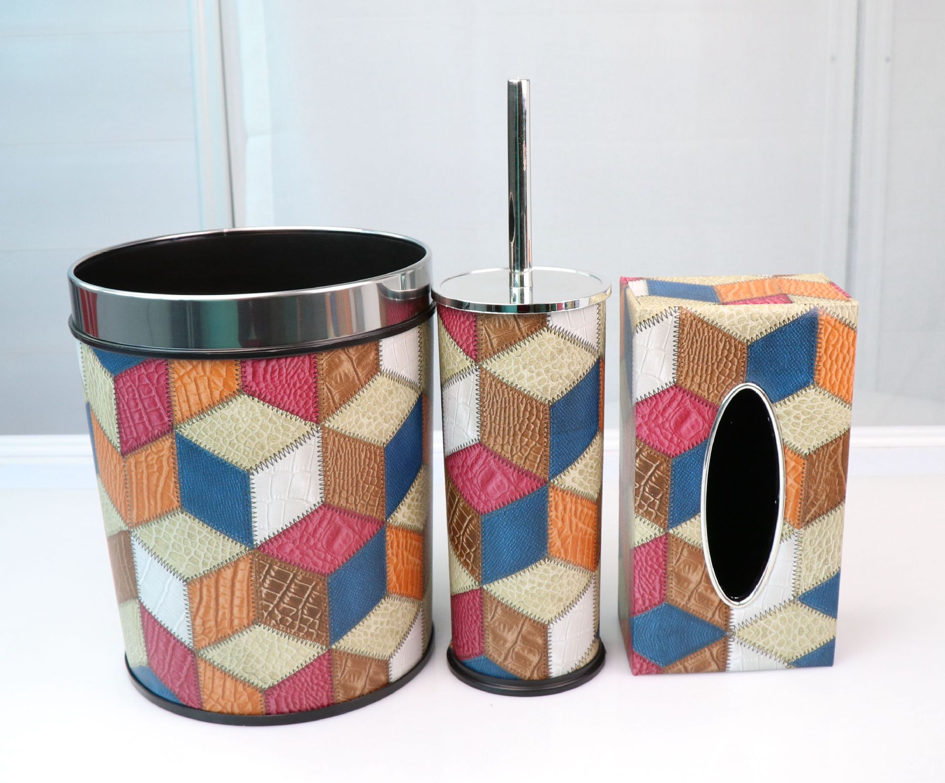 Factory direct supply for export, wholesale leather trash cans without LIDS, household kitchen, bedroom and bathroom foot pedal trash cans pic 3