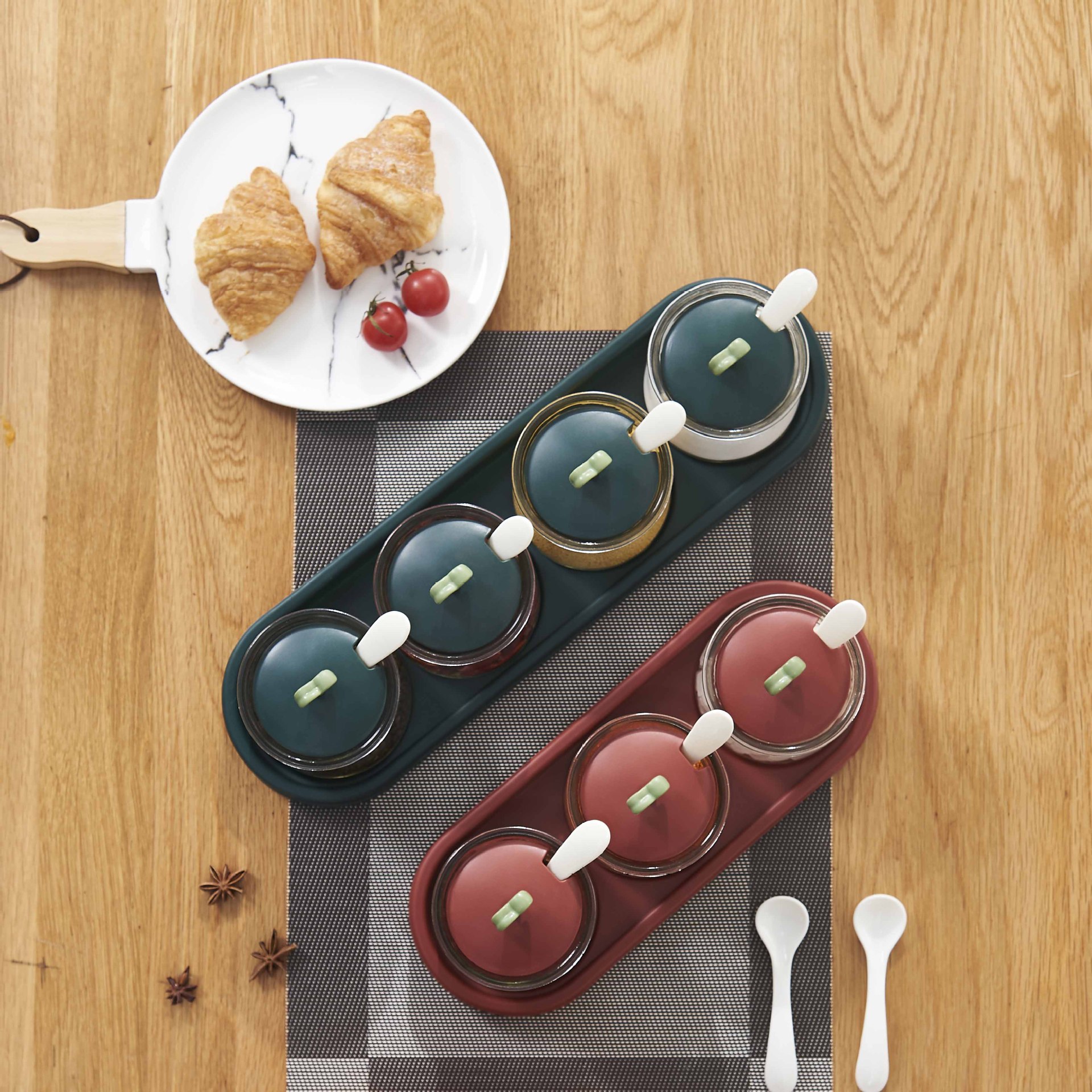 Wholesale color-blocking cartoon seasoning jar storage box, seasoning box set, household combination set, kitchen seasoning bottle and jar, monosodium glutamate pic 3