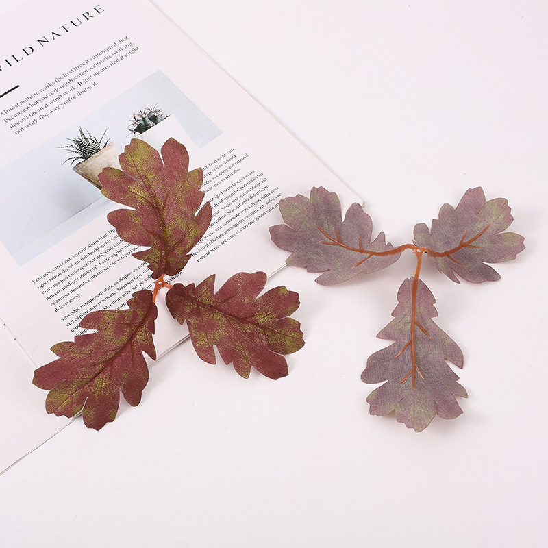 仿真枫叶绿色植物圣诞节节日纯手工装饰拍照摄影道具人造叶片详情5