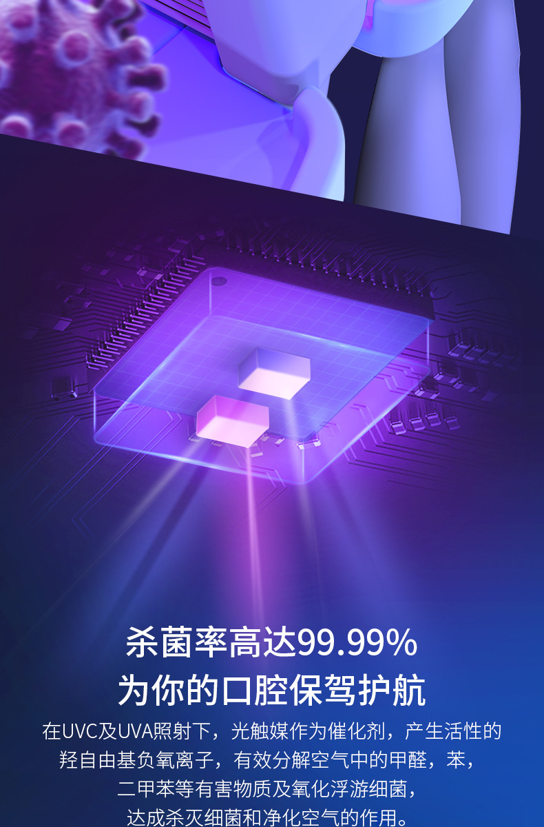 牙刷消毒器置物架紫外线电动刷牙杯挂墙式免打孔杀菌牙杯收纳挂架详情4