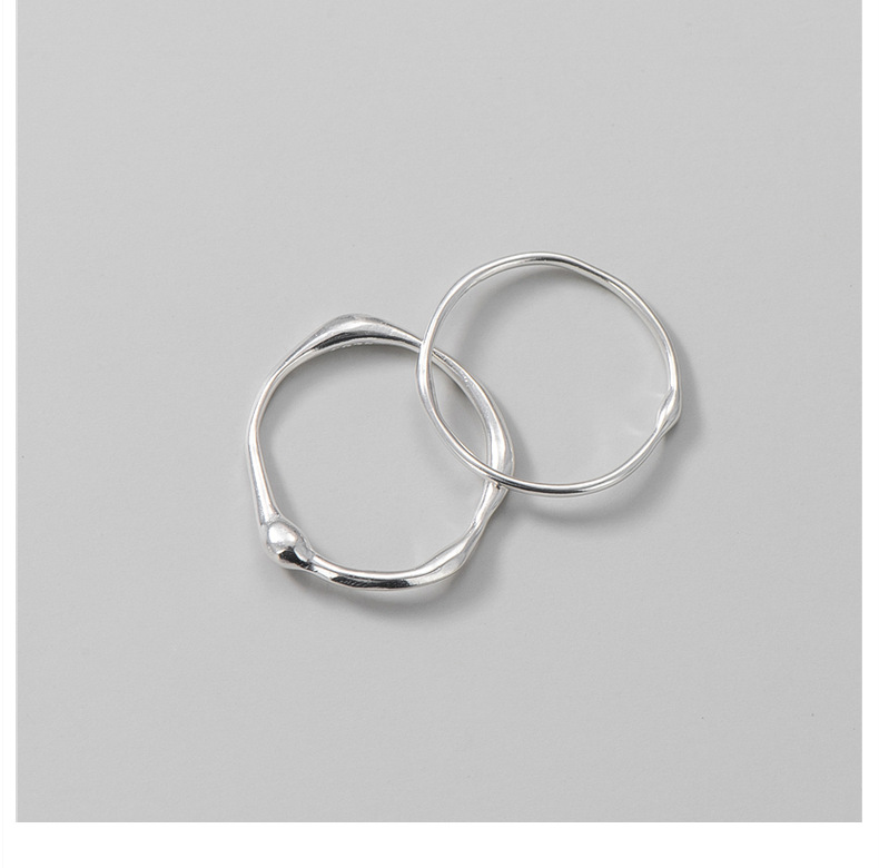 S925 pure silver handcrafted white silver irregular texture fine ring Liquid line finger joint ring overlapping band ring pic 22