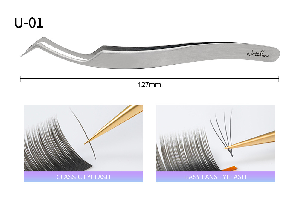 shanilak's ultra-precision eyelash extension tweezers in silver N, ST, 6ASA, and U series can be used for multiple or single extensions pic 8