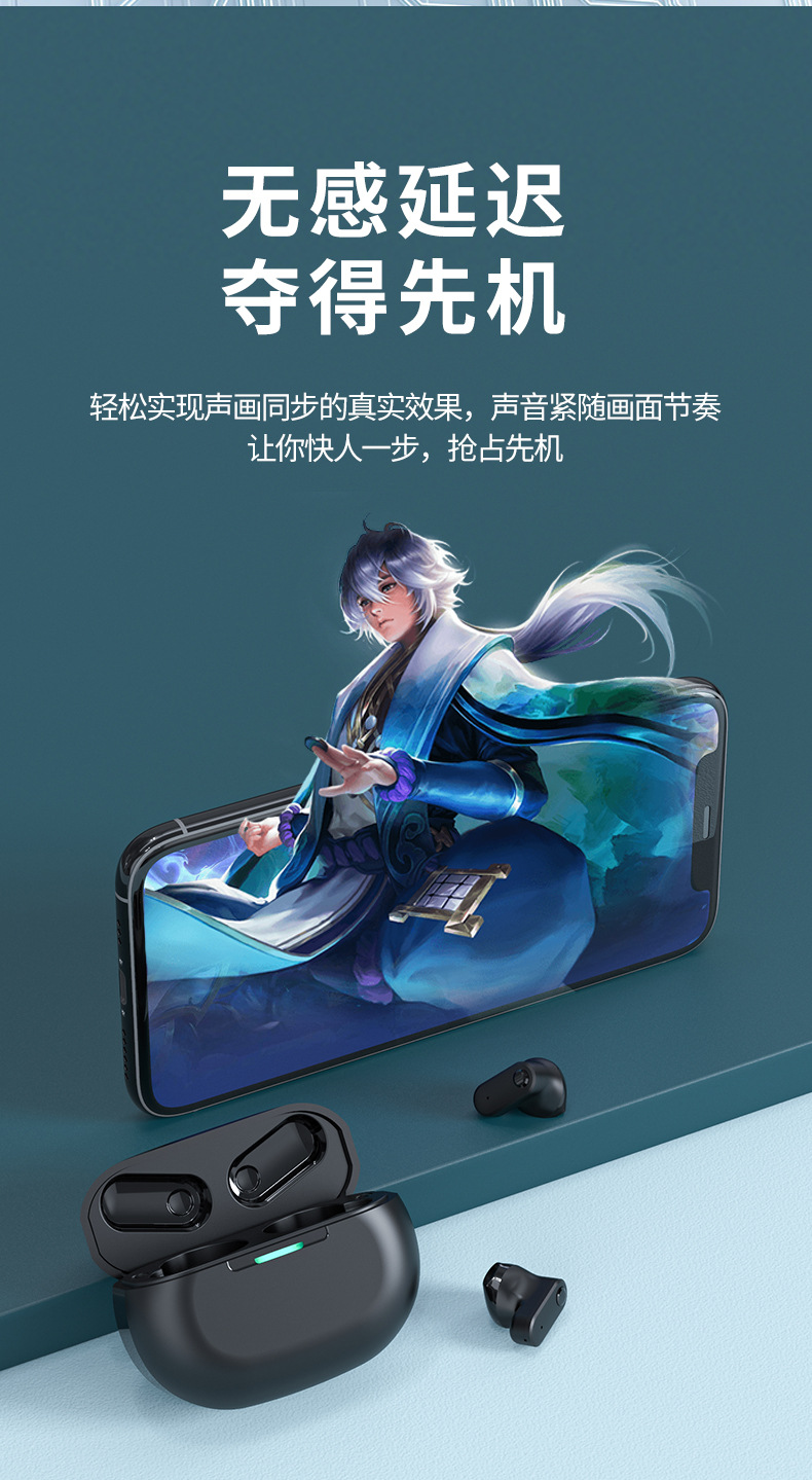 The new cross-border T89 private model TWS wireless Bluetooth headphones are short-handled semi-in-ear noise-cancelling music and gaming headphones pic 8
