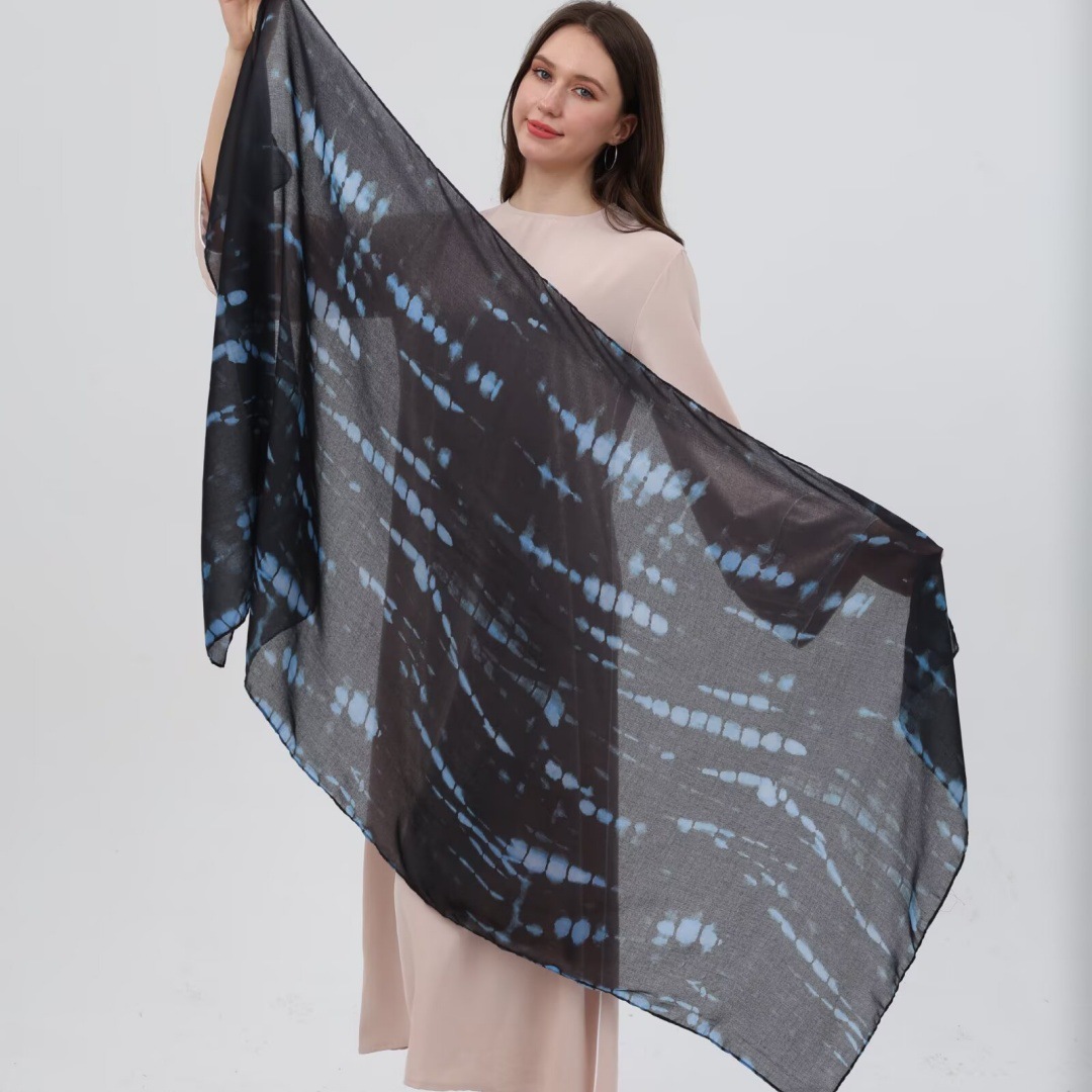 Hot-selling watercolor tie-dyed cotton scarf, Arabian modal cotton, Turkish Middle East headscarf, Internet celebrity style pic 15