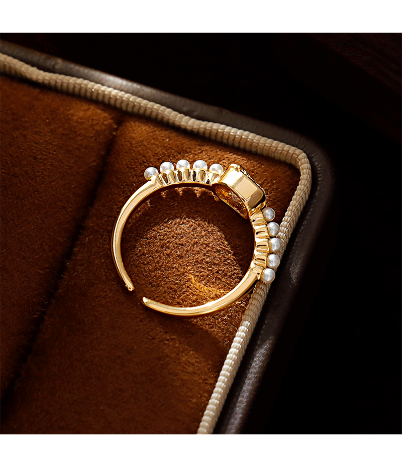 Hyacinth nicho diseño temperamento perla zirconia anillo mujer luz lujo sensación alta apertura ajustable anillo de dedo índice con adornos pic 6