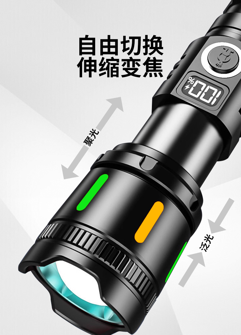 Factory cross-border night cycling outdoor lighting flashlight charging long-range emergency portable multi-functional self-defense strong light flashlight pic 8