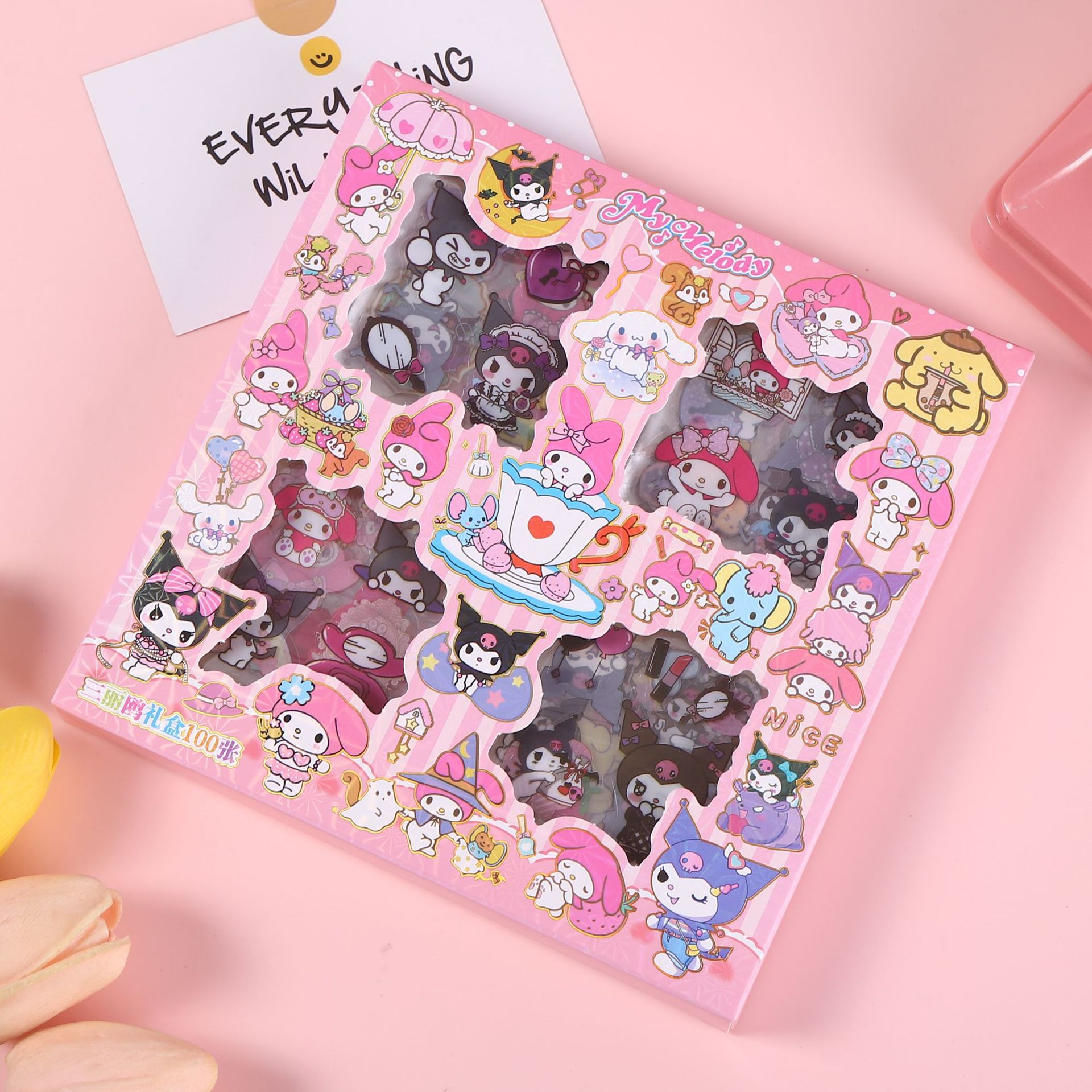 100张不重复手账贴纸防水可爱卡通创意贴画儿童卡皮DIY换装批发详情16