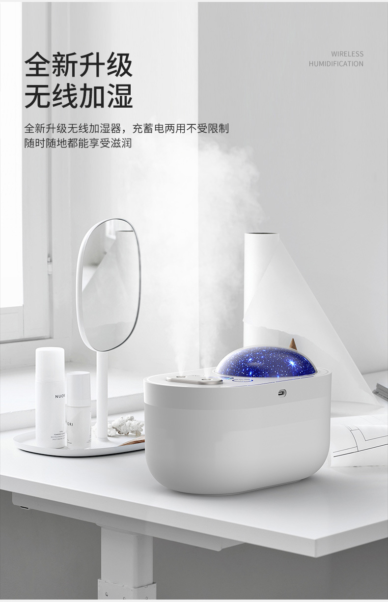 Dual spray projection humidifier USB charging household air humidifier mini car desk small humidifier pic 8