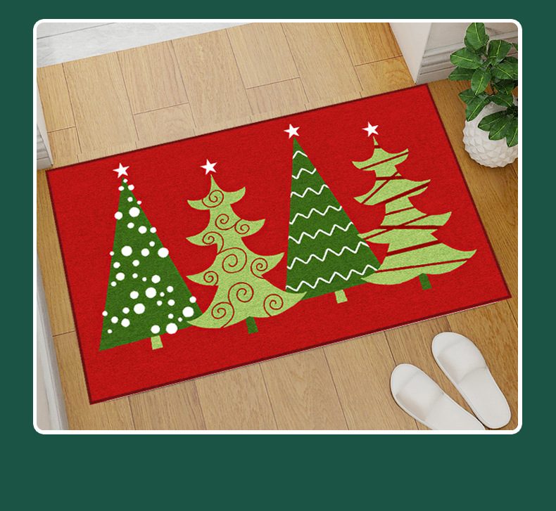 Red Christmas floor mat, Santa Claus Christmas tree, coral velvet entry bar, home floor mat pic 20