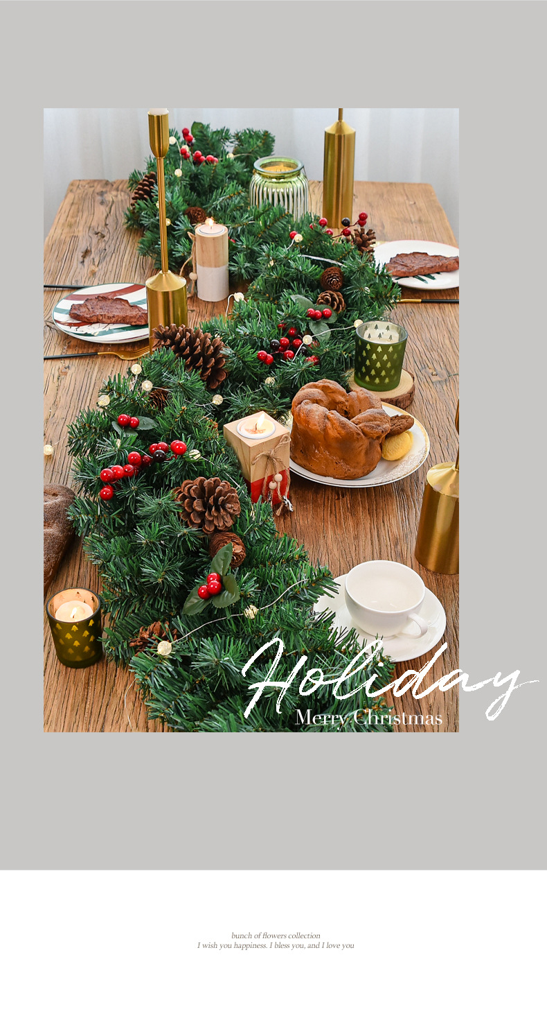 2.7米圣诞藤条加密带松果圣诞节装饰品扶手栏杆圣诞装饰藤条现货详情7