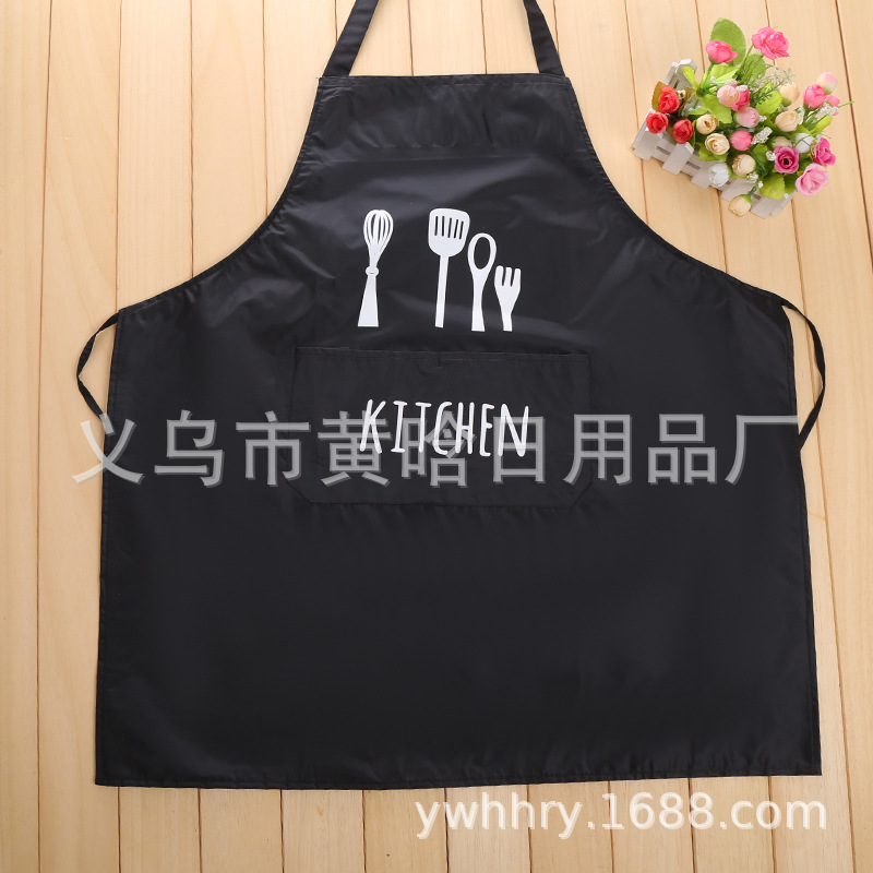 【持嘉】家务清洁无袖吊带围裙厨房餐具印花加大加厚防水防污餐厅详情4