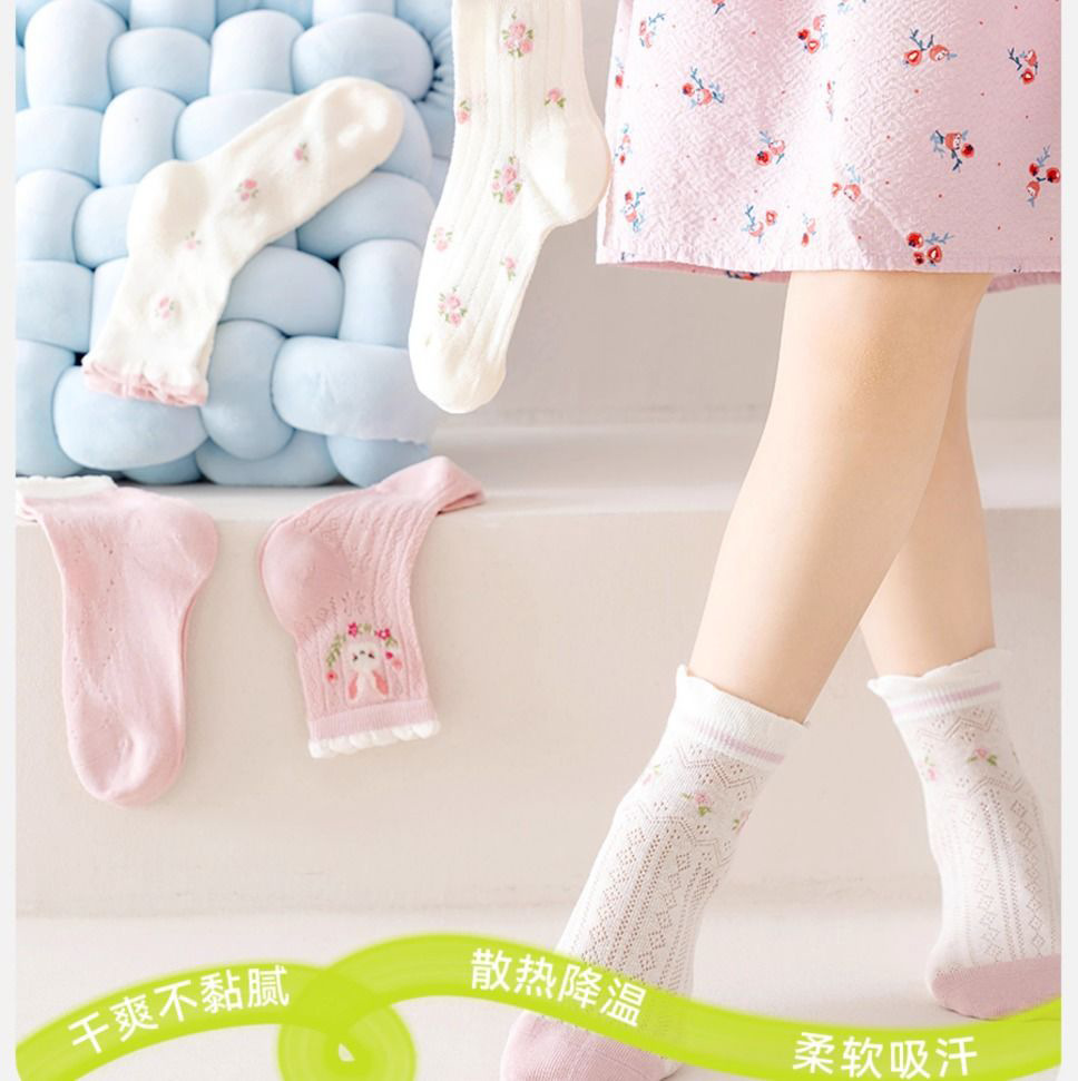 儿童袜子女童夏季薄款小女孩网眼短袜春袜宝宝春夏天童袜详情6