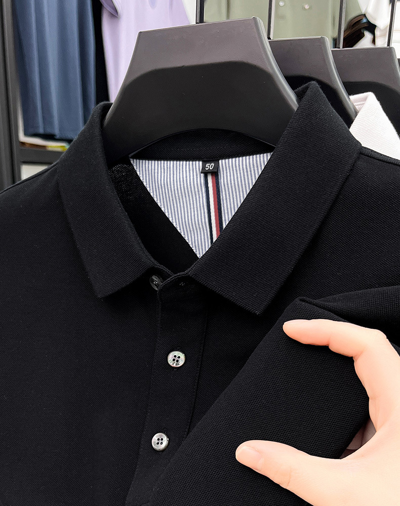 细珠地纯棉polo衫短袖男夏季新款中年纯色商务休闲翻领男士t恤详情35