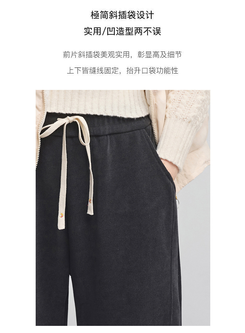 欧棉绒窄版阔腿裤女秋冬2025新款休闲高腰显宽松瘦垂感款式直筒裤详情17