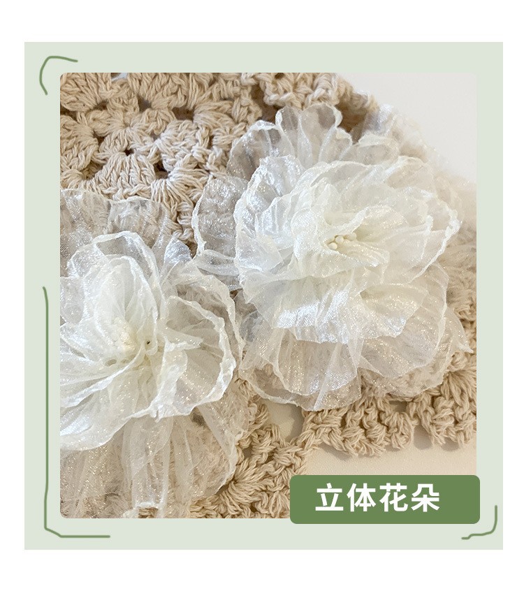 Summer thin Korean-style hollowed-out pearl flower hand-knitted headpiece hat for women, sweet, cute, fashionable and niche hat pic 11
