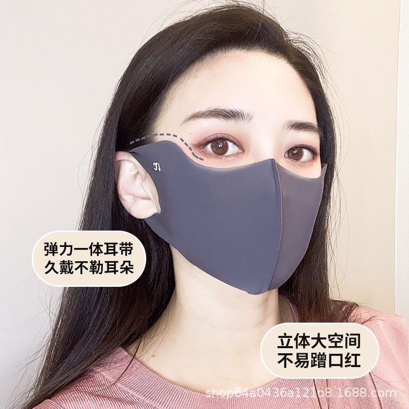 冰丝无痕一体防晒口罩防紫外线夏季2023新款冰感一片式女薄款遮阳详情5