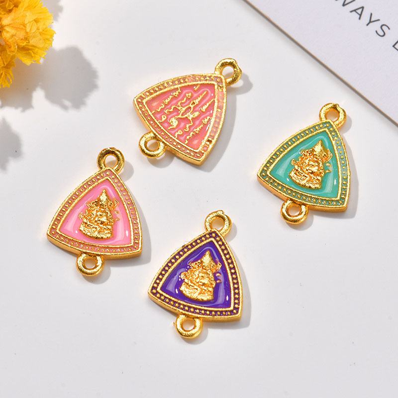 Wholesale of gold-threaded color-preserving copper gold-plated fashionable style DIY electroplated flame-fired blue enamel color inlaid bracelet accessories pic 6