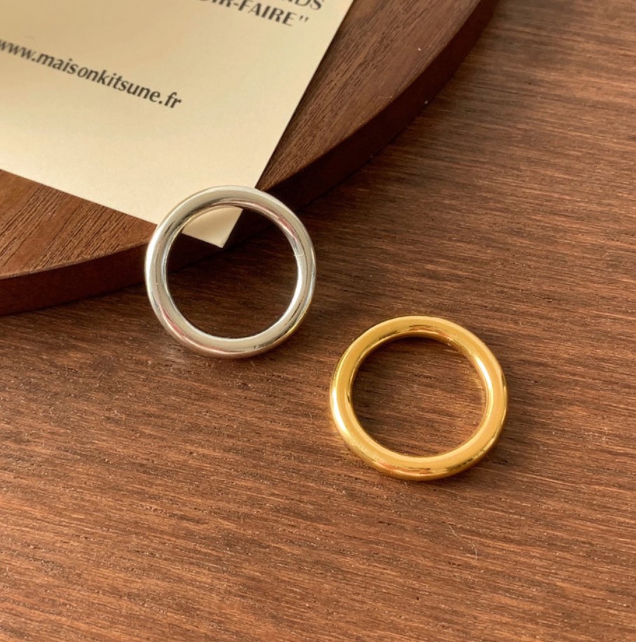 Heavy metal line ring, Korean version S925 pure silver simple style smooth surface simple line fine ring ring pic 2