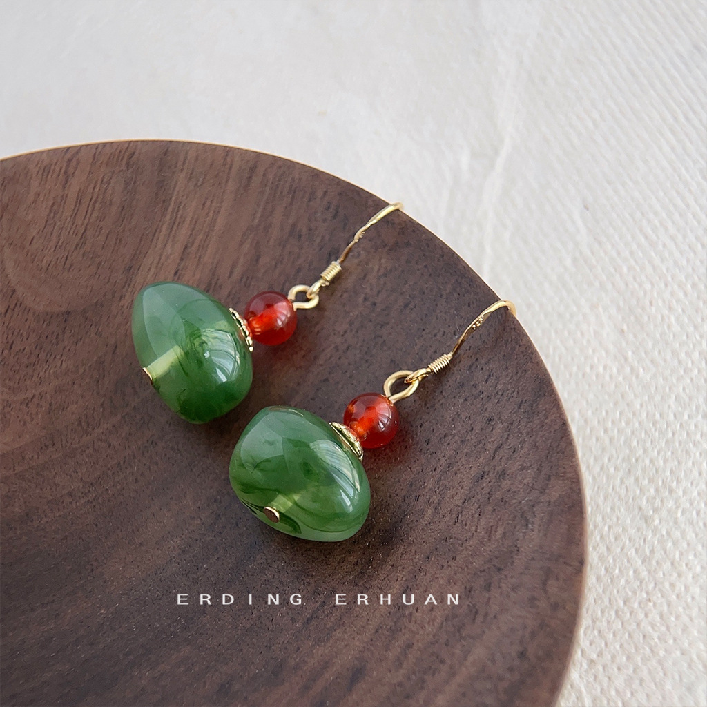 Forest-themed trendy fairy ~ The Enchanted Green Field Fairy! Wholesale of new handmade design resin earrings from our factory pic 6