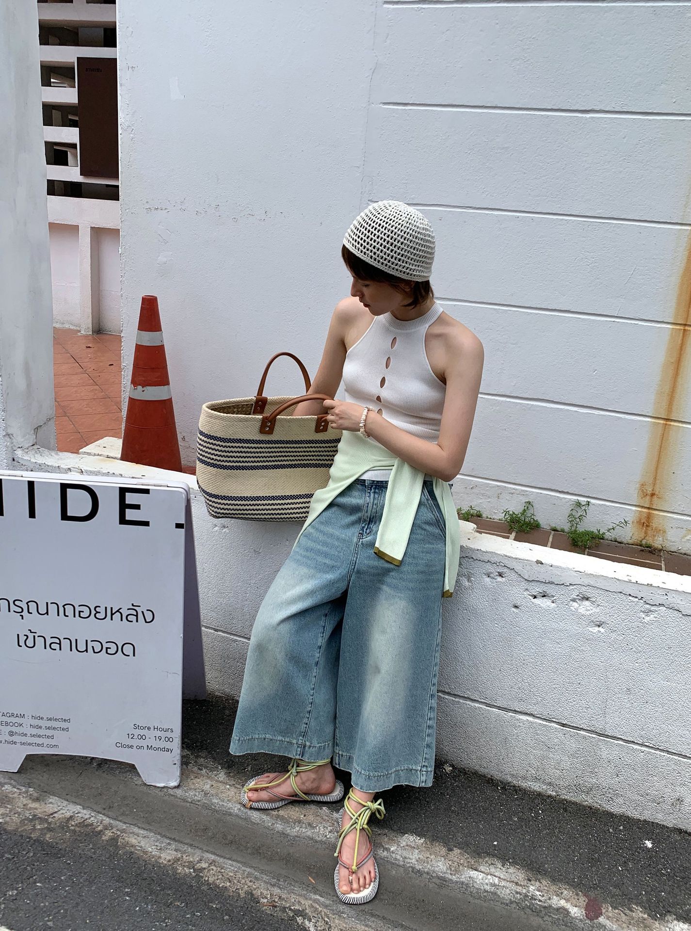 UNITY MODE Sweet and cool Tencel cut-out stand-up collar vest for summer girls, slimming and form-fitting sweater pic 36