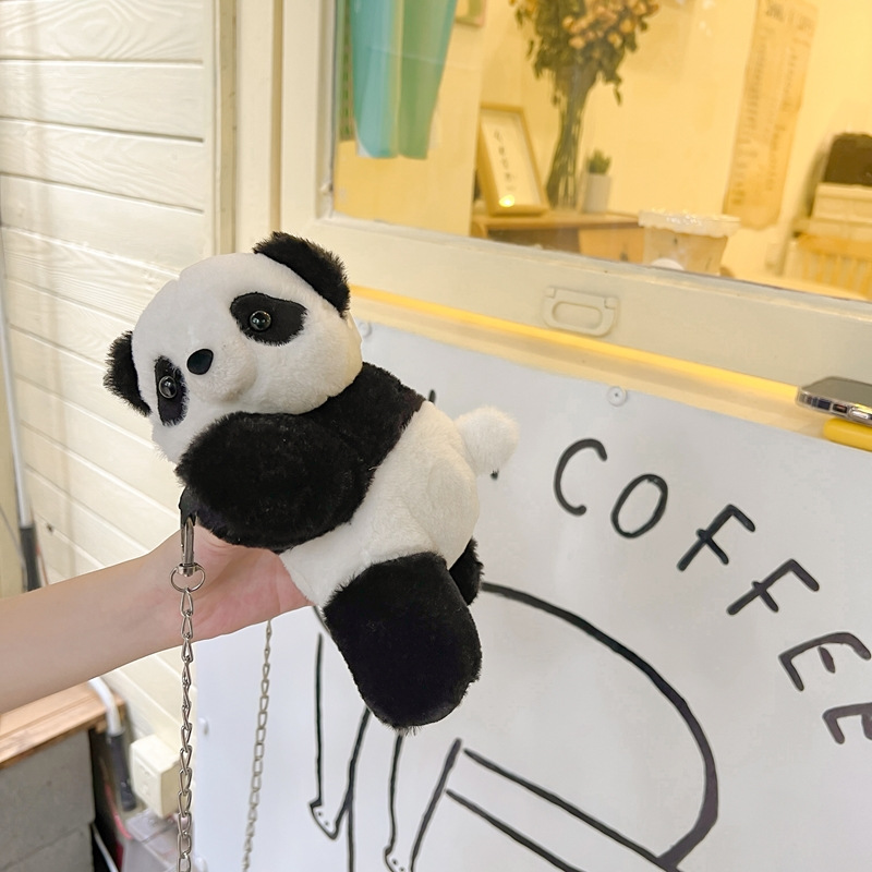 2024新款时尚熊猫双肩包清新甜美可爱卡通毛绒玩具包仿真抱枕背包详情28