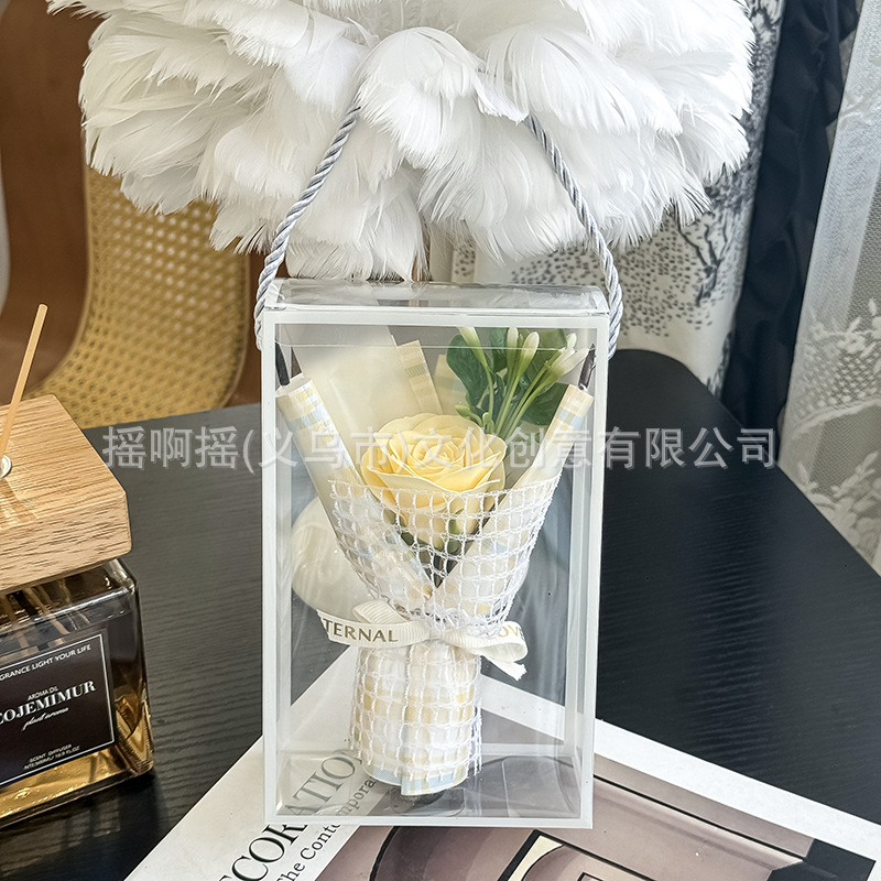 跨境教师节苏醒香皂花透明盒永生花束玫瑰送朋友创意伴手礼花束详情8
