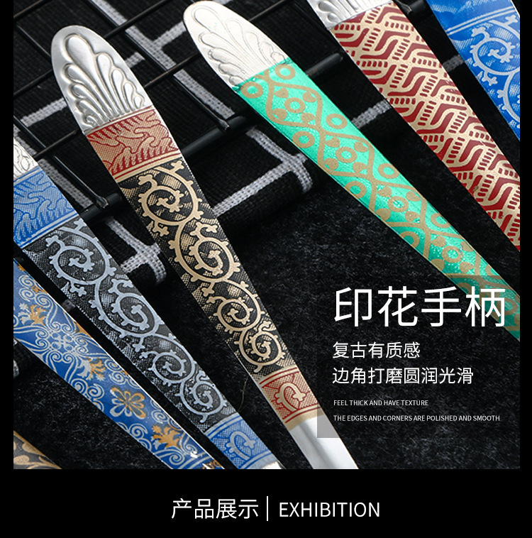 不锈钢创意网红勺子推荐 印花高颜值汤勺 SPOON印尼菲律宾410调羹详情11