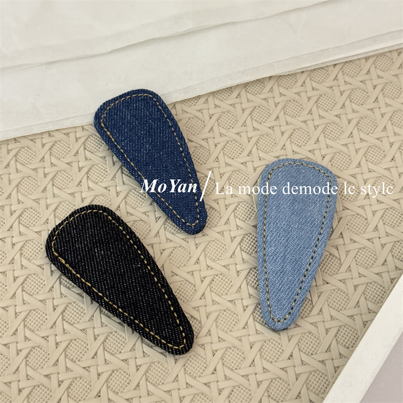 复古简约牛仔蓝高级感新款发夹碎发发卡刘海BB夹气质百搭侧边夹子详情2