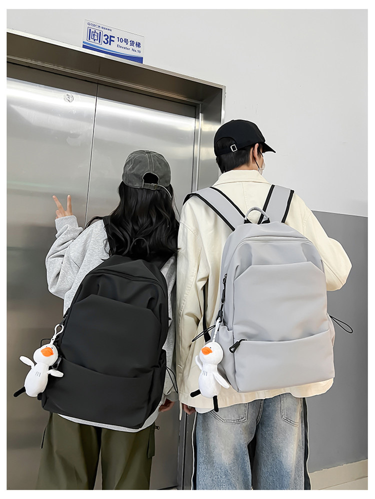 中大学生书包女潮流褶皱双肩包男批发 学院风情侣休闲耐用双肩包详情39