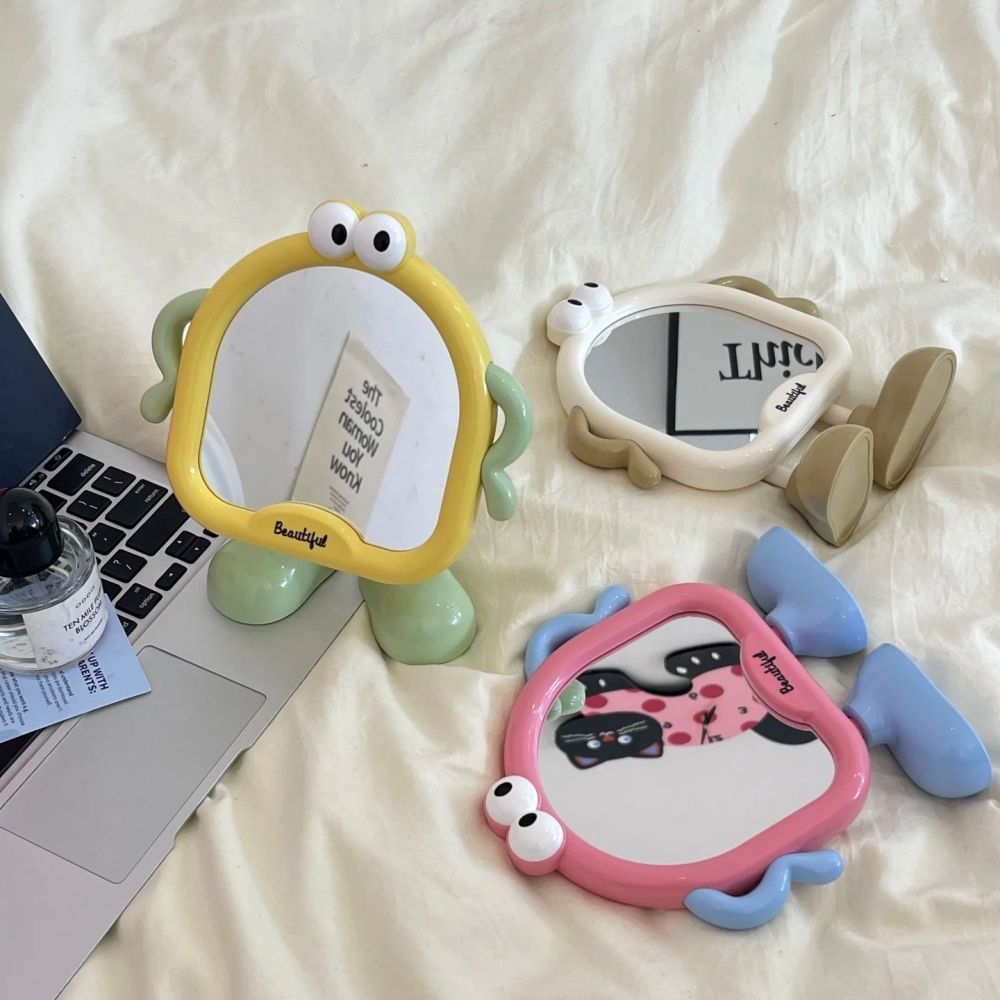 学生宿舍桌面化妆镜可爱卡通小镜子高清办公室台式可立梳屏齐镜子详情3